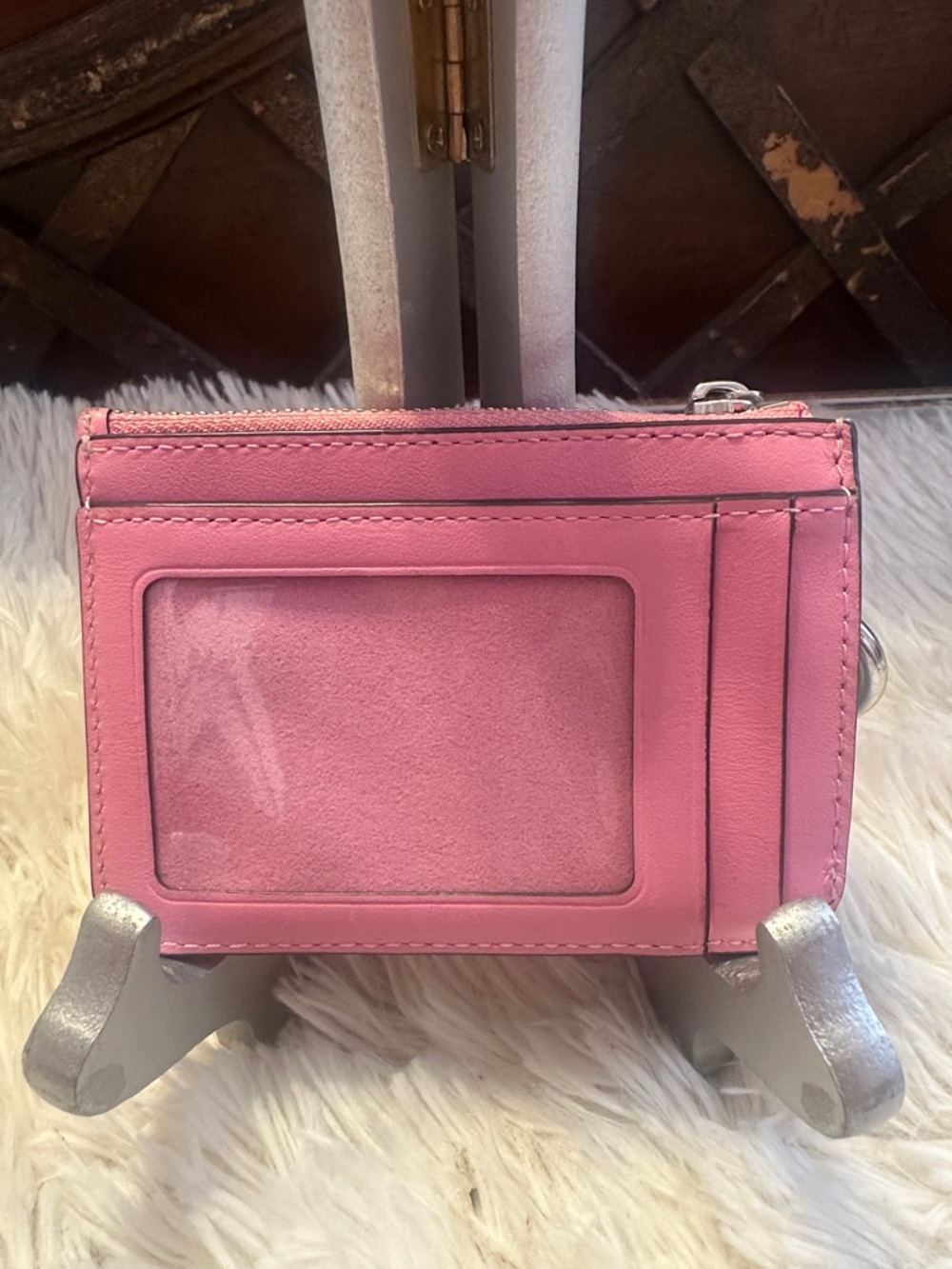 Coach Pink Signature Small Zip Card Case - Picture 2 of 6